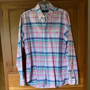 Ralph Lauren Pink and Blue Casual Button Down Shirt